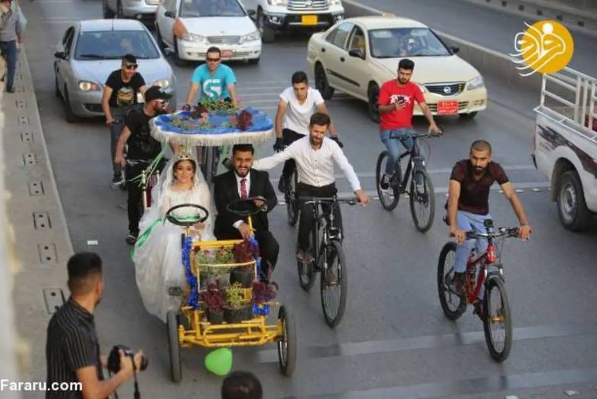 ماشین عروس عجیب زوج عراقی سوژه شد