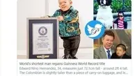 ادوارد نینو هرناندز 34 ساله با قد 72.1 سانتی‌متردر گینس به عنوان کوتاه‌قدترین مرد زمین ثبت شد