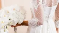 خلاقیت داماد برای صرفه جویی در هزینه‌ها | کیک و لباس عروس را یکی کرد! + عکس
