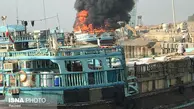 آتش گرفتن سه فروند لنج صیادی هندی  در بندر مقام 