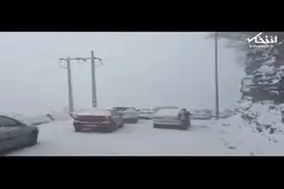 برای تردد در جاده چالوس داشتن زنجیر چرخ الزامی است | بارش برف درجاده چالوس تردد را سخت کرد