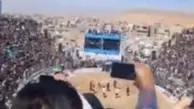 هفتاد هزار نفر خانم و آقا در کنار هم در گود چشمه زینل خان اسفراین در تماشای کشتی با چوخه+ویدئو 