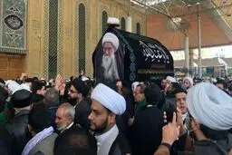 
پیکر آیت الله صافی گلپایگانی در کربلا تشییع شد
