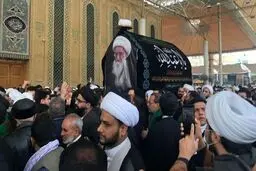 
پیکر آیت الله صافی گلپایگانی در کربلا تشییع شد
