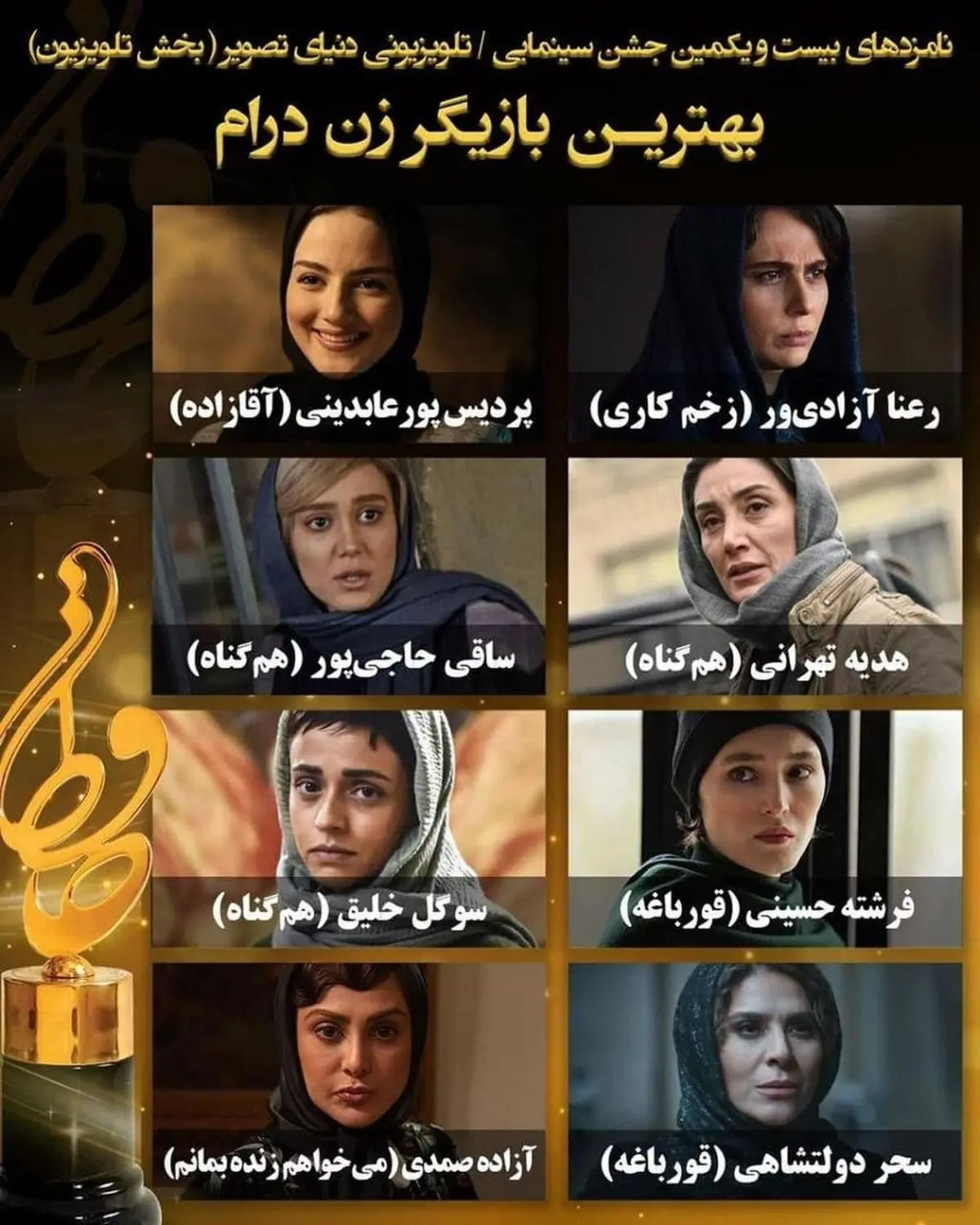 اعلام نامزد‌های بخش تلویزیون بیست و یکمین جشن حافظ