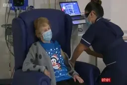 لحظه تزریق اولین واکسن کرونا در انگلیس
