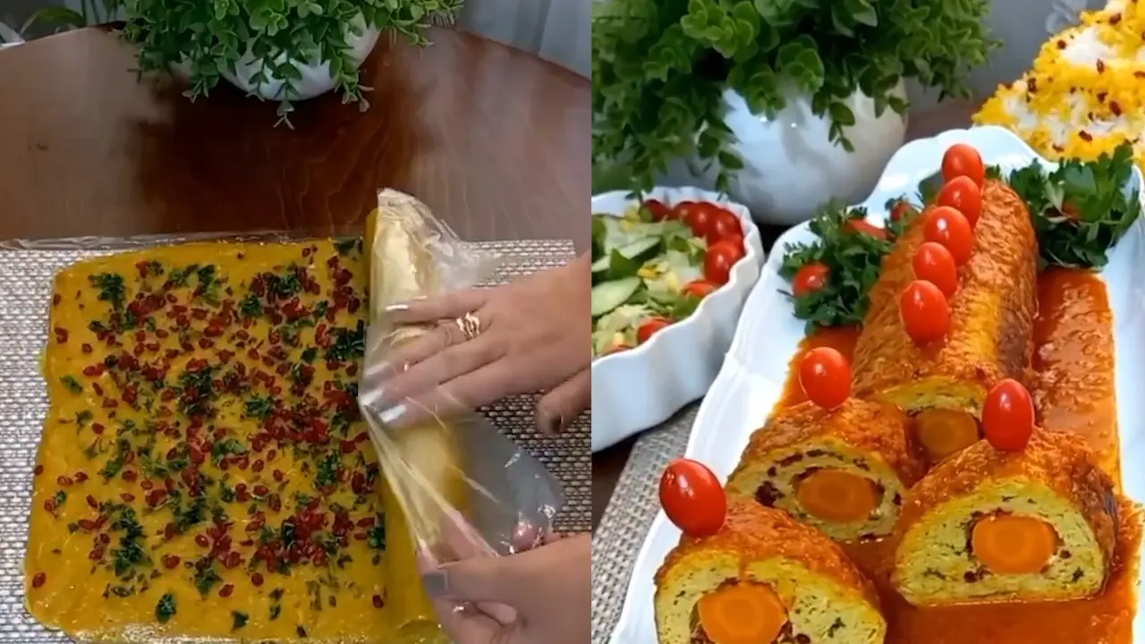 رولت سینه مرغ؛ غذایی شیک و مجلسی | رولت سینه مرغ با سس مخصوص؛ ساده اما حرفه‌ای