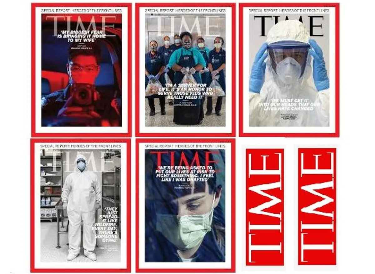 مجله تایم با پنج جلد ویژه مبارزان کرونا منتشر شد 