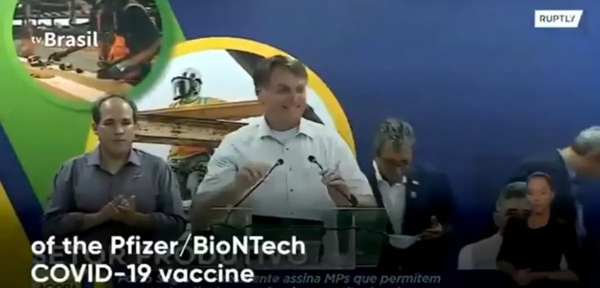 رئیس‌جمهور برزیل واکسن فایزر را مسخره و رد کرد + ویدئو
