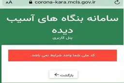 سامانه ی تسهیلات حمایتی کرونا:کد ملی شما واجد شرایط نیست