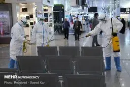 ضد عفونی و پایش مسافران در فرودگاه امام خمینی (ره)