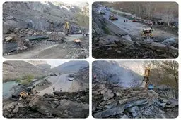 ریزش شدید کوه در جاده چالوس