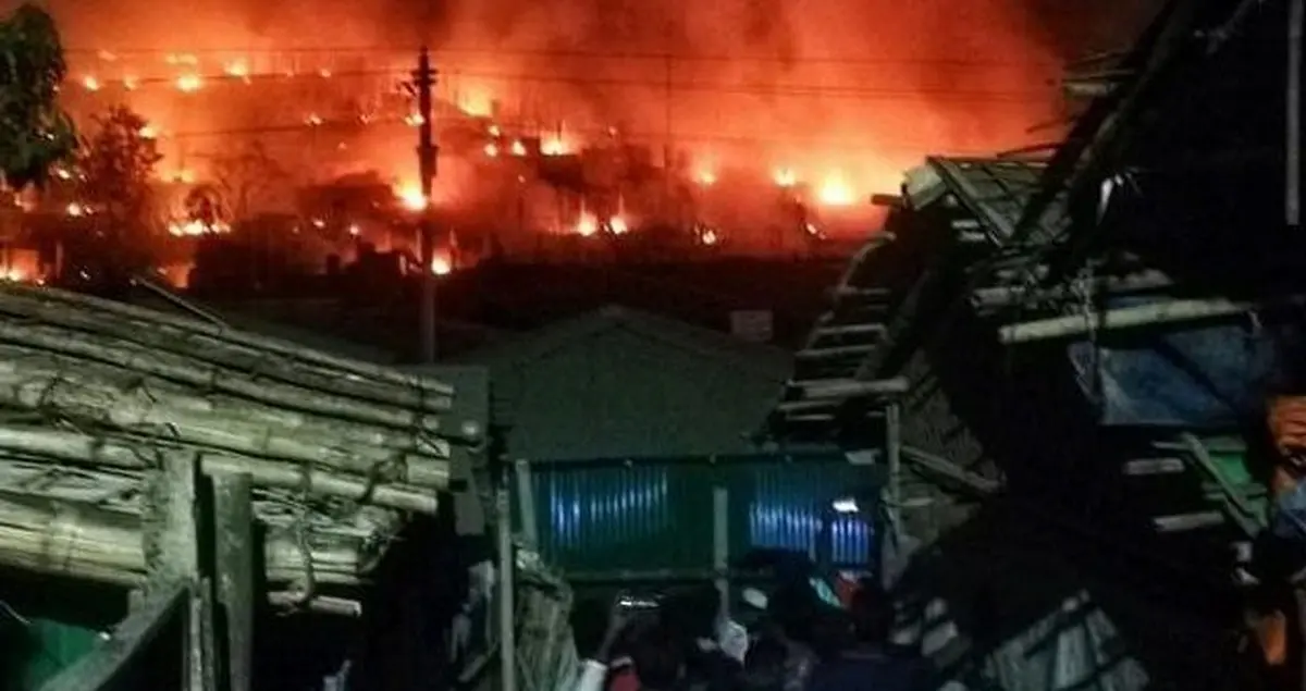 وقوع آتش سوزی در اردوگاه مسلمانان روهینگیا+ویدئو