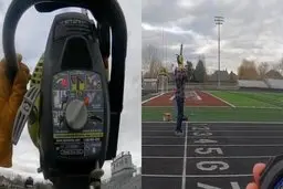 راه رفتن با ارّه برقی روشن روی چانه+تصاویر