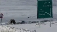 بارش شدید برف در جاده سیاهکل - دیلمان| ارتفاع برف در اسالم - خلخال به ۴۰ سانت رسید 