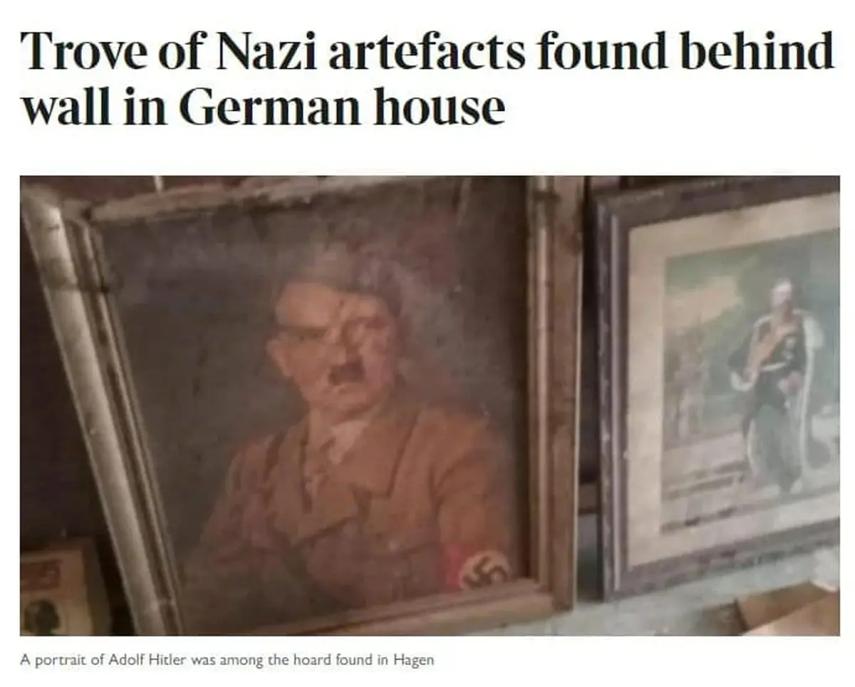 سیل، تابلوی پرتره هیتلر را از یک ساختمان بیرون کشید