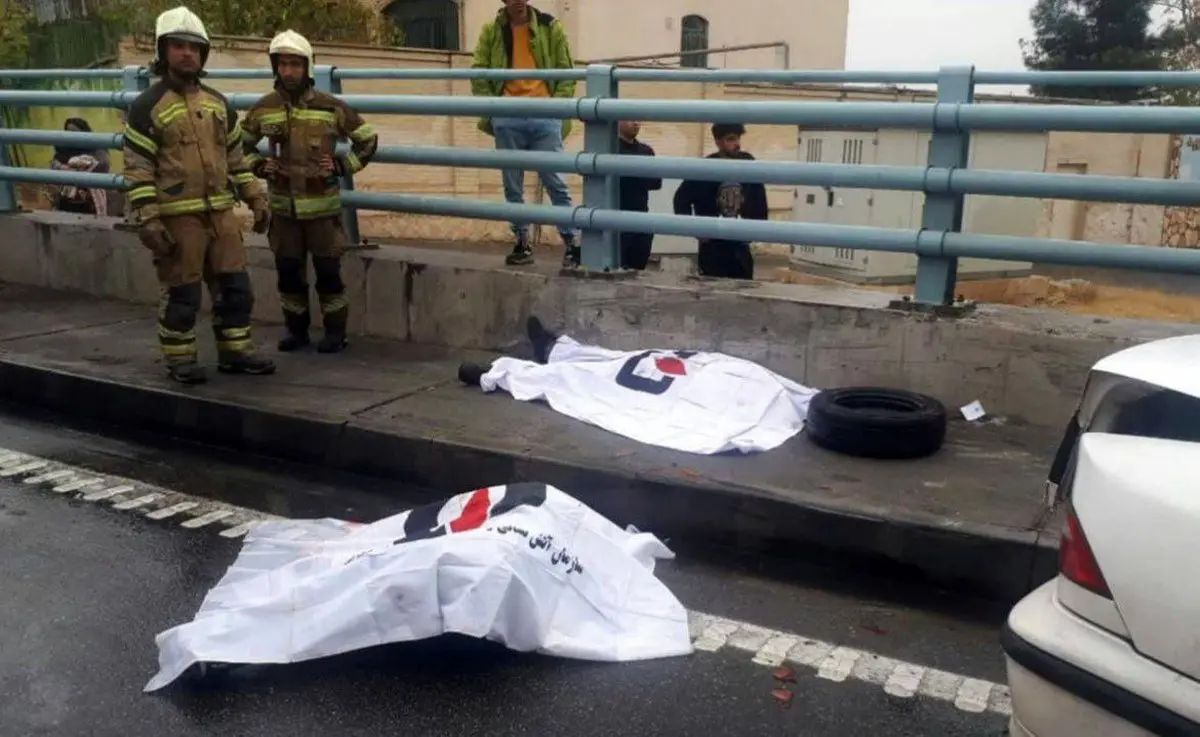 مرگ غم انگیز دو مرد به خاطر پنچرگیری | تصادف مرگبار در اتوبان حکیم ۲ کشته و ۴ مصدوم داد +عکس