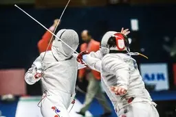  تیم ملی شمشیربازی ایران با پیروزی برابر آمریکا  | شادی اعضای تیم سابر ایران پس از پیروزی مقابل آمریکا

