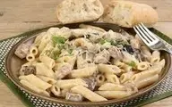 پاستا با سس خامه‌ای قارچ و ذرت | طرز تهیه پاستا ذرت مکزیکی 