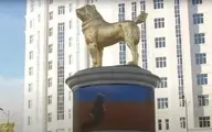 مجسمه سگ مورد علاقه رئیس جمهور ترکمنستان در میدانی در عشق‌آباد