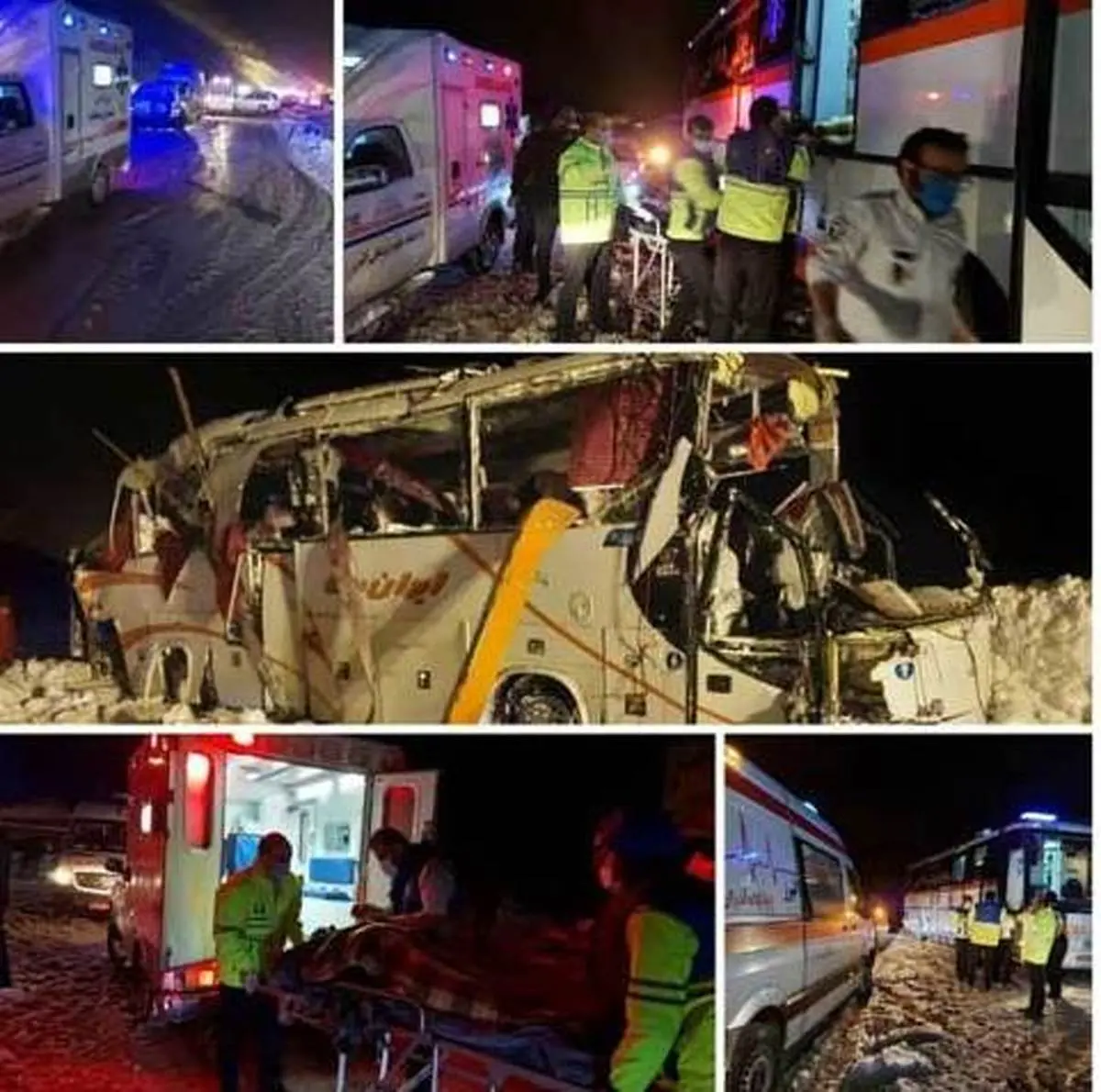 یک نفر در پی سقوط بهمن بر سرنشینان اتوبوس فوت کرد+عکس| سرنشینان اتوبوس گرفتار در سقوط بهمن نجات یافتند 
