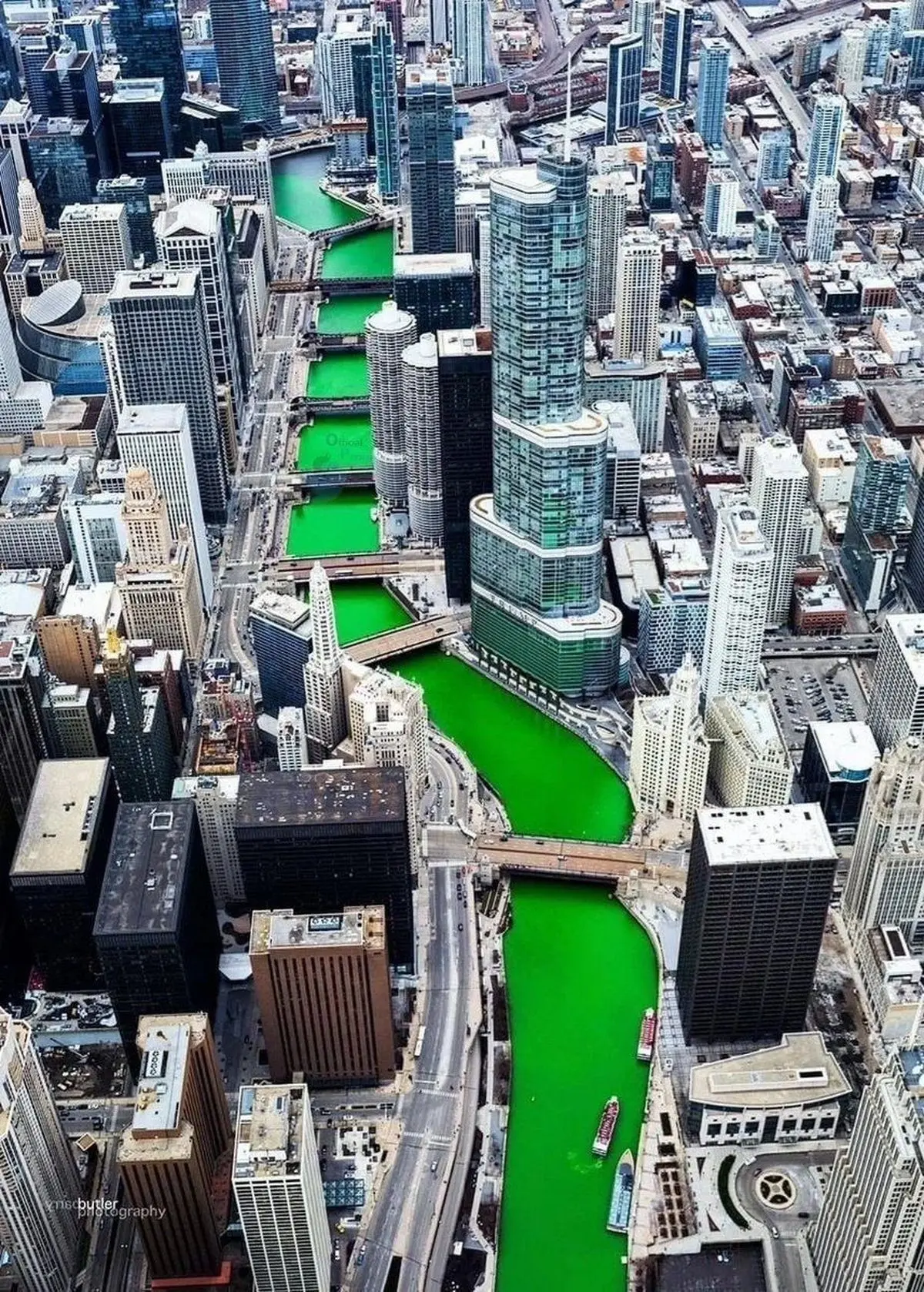 رودخانه شیکاگو به مناسبت سدپاتریک به رنگ سبز درآمد ! + عکس