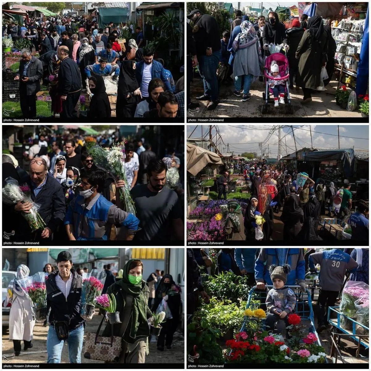 تصویری تاسف برانگیز و کرونایی از بازار گل تهران 
