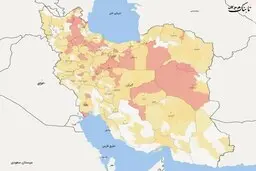 نقشه جدید پراکندگی مناطق سفید، زرد و قرمزازلحاظ فراگیری کرونا در ایران 
