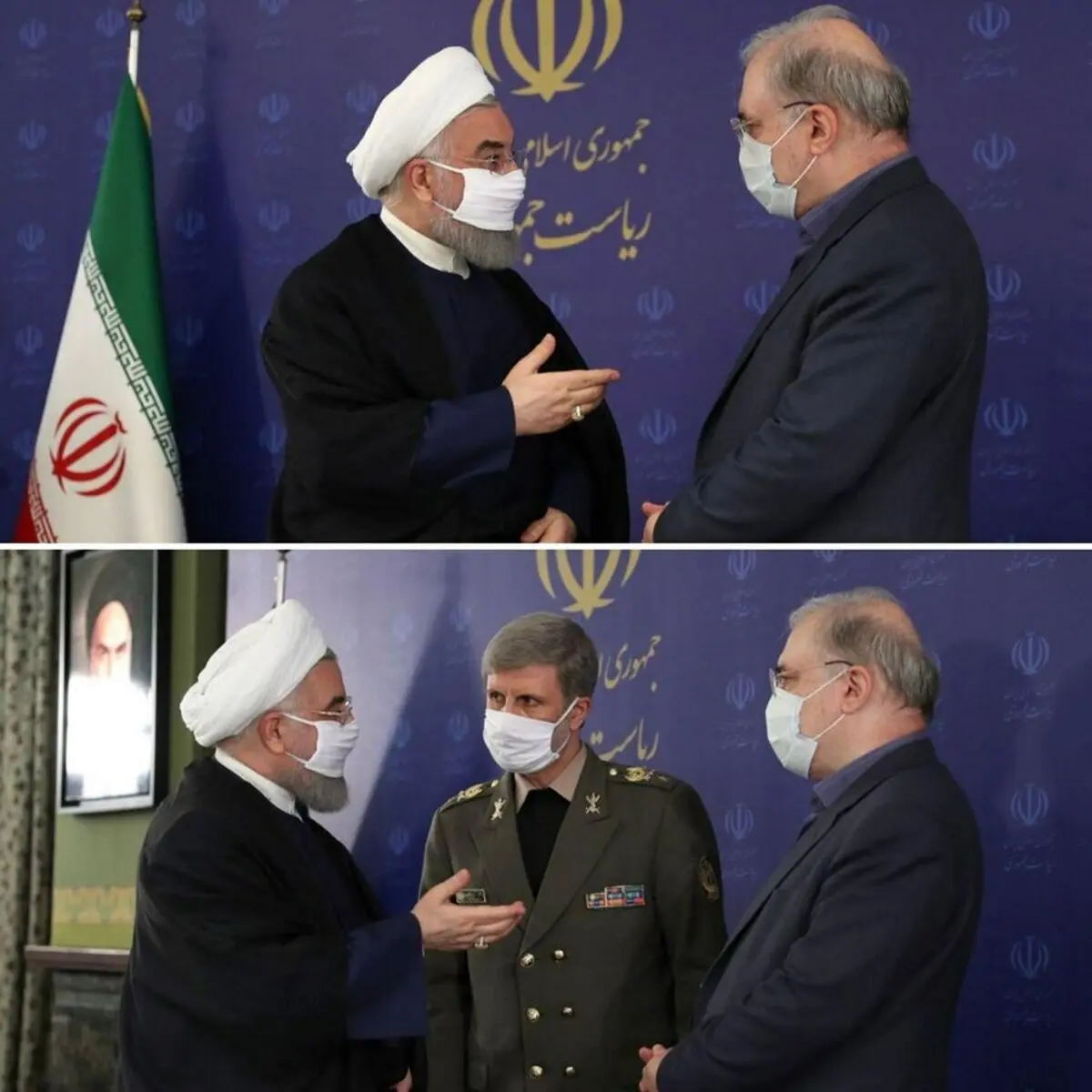 روحانی بالاخره ماسک زد + عکس