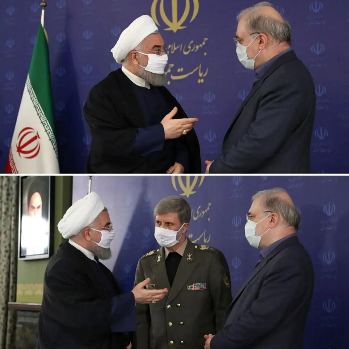 روحانی بالاخره ماسک زد + عکس