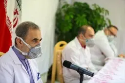 اولین حضور دکتر ولایتی در بیمارستان پس از بهبودی از کرونا 
