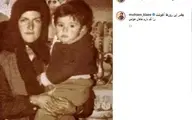 عکس قدیمی از کودکی محسن کیایی در آغوش مادرش