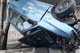 واژگونی هولناک پراید در اتوبان همت | معجزه در نجات ماندن راننده + عکس