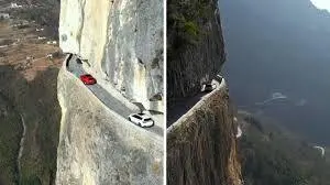 رانندگی روی لبه تیغ در ارتفاعات چین | ماجراجویی در ارتفاع ۱۸۰۰ متری جاده‌های خط‌الرأس +ویدئو