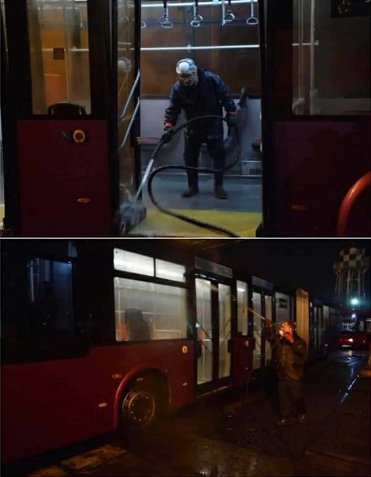 شستشو و ضدعفونی‌کردن اتوبوس‌های پایتخت 