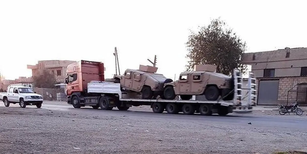 خروج ۱۰۰ کامیون حامل تجهیزات نظامی آمریکا از سوریه