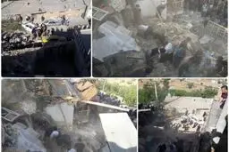 تصویر دلخراش از ریزش ساختمان نوسود کرمانشاه | جسد مادر و نوزاد از زیر آوار خارج شد