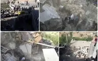 تصویر دلخراش از ریزش ساختمان نوسود کرمانشاه | جسد مادر و نوزاد از زیر آوار خارج شد