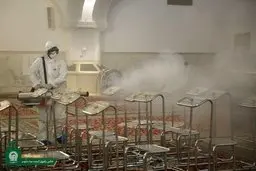 ببینید | ضدعفونی بخش‌های مختلف حرم مطهر رضوی