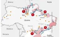 تازه‌ترین نقشه وضعیت جنگ اوکراین | تداوم پیشروی آهسته اما گسترده به سمت کی‌یف+ویدئو