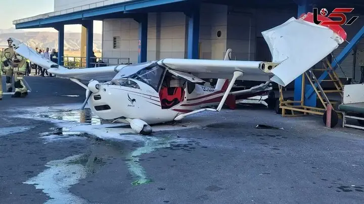 حادثه در فرودگاه تبریز | برخورد هواپیما با ساختمان +عکس