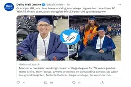 پدربزرگ 88 ساله بعد از 70 سال سرانجام از دانشگاه همراه با نوه 23 ساله‌ای فارغ التحصیل شد 