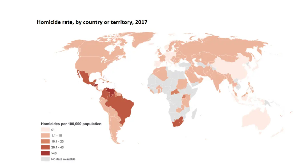 نقشه وضعیت آماری قتل های خان ادگی در جهان