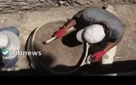 کشف خمره بزرگ اشکانیان و چاه سنگی ساسانیان در تپه اشرف اصفهان + ویدئو