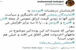 مهاجری خبرداد: گرانی چند برابری ارزاق| مجلس دنبال گران کردن چند برابری ارزاق است!