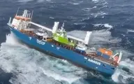 عملیات نجات در یک کشتی باری عظیم در دریای نروژ + ویدئو