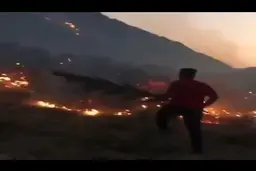آتش سوزی گسترده در ارتفاعات کوه شب در استان هرمزگان + ویدئو