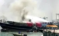 آتش سوزی | مهار آتش سوزی موتور لنج باری در خور بندر گناوه بدون تلفات جانی