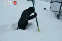 بارش سنگین برف در روستای کلیشم گیلان + ویدئو