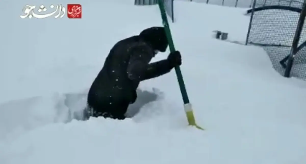 بارش سنگین برف در روستای کلیشم گیلان + ویدئو